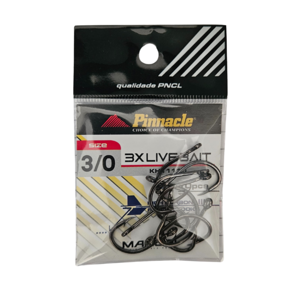 ANZOL PINNACLE 3X LIVE BAIT 3/0 CARTELA C/ 10 PÇS